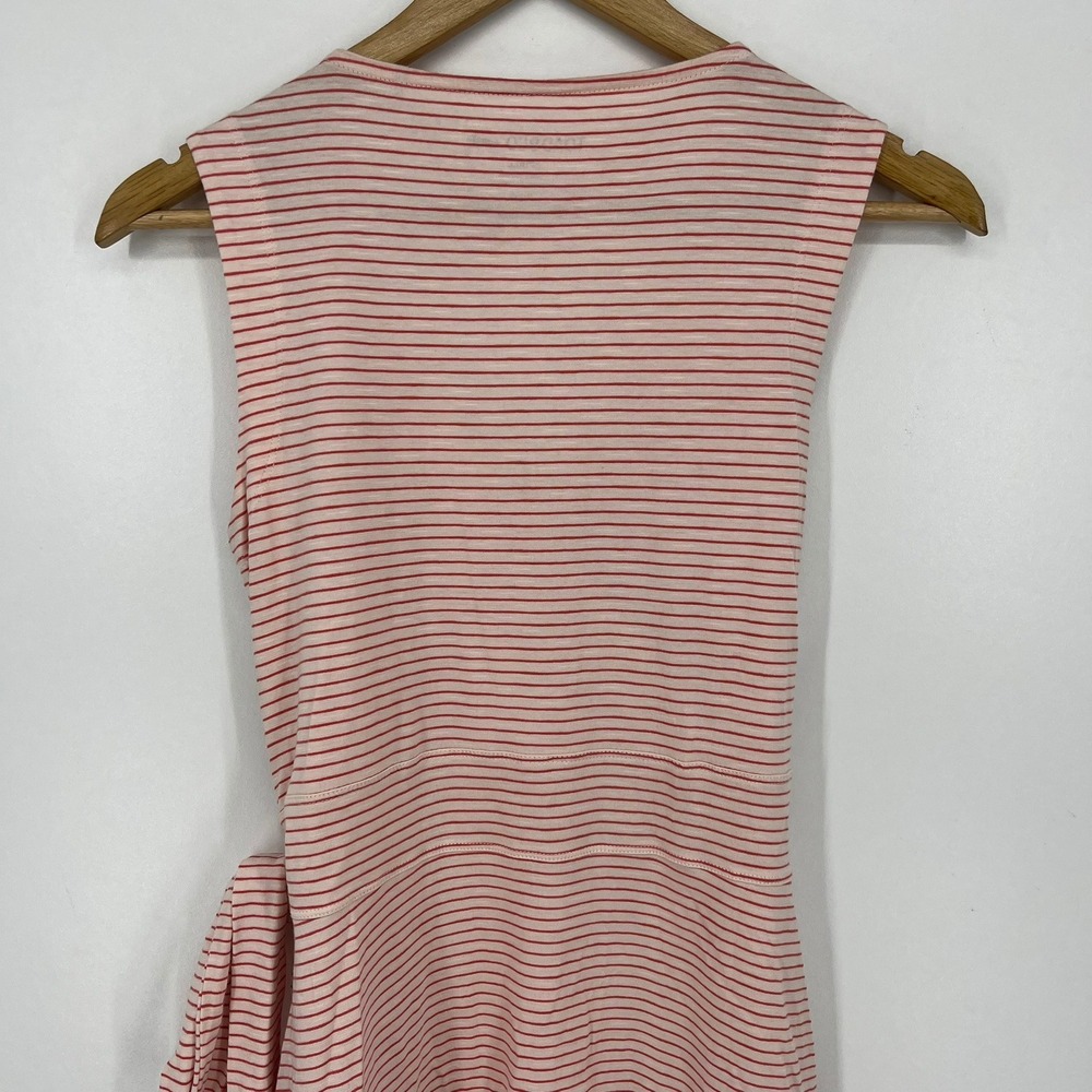 Toad&Co Cue Sleeveless Dress Pink Red Striped Wrap V-Neck Size S Small - Picture 10 of 12